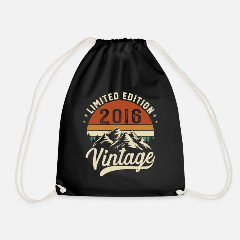 2016 Vintage Retro Birthday Gift - Drawstring Bag - black