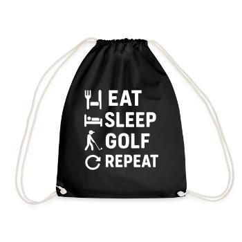 Eat Sleep Golf Repeat Funny Golf Player Design - Drawstring Bag - black - Front