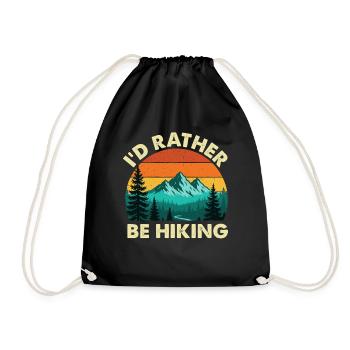 I'd Rather Be Hiking Funny Outdoor Enthusiast - Drawstring Bag - black - Front