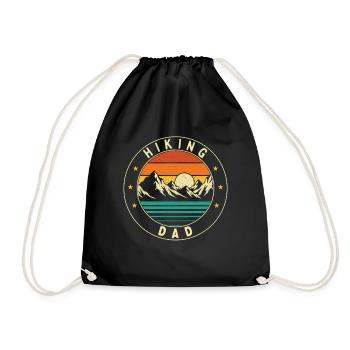 Wandern Papa Lustig Outdoor Trekker Natur Entdecker - Turnbeutel - Schwarz - Vorne