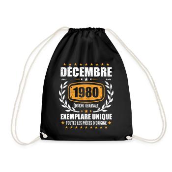 Décembre 1980 Anniversaire - Nées En Décembre 1980 - Sac de sport léger - noir - Devant
