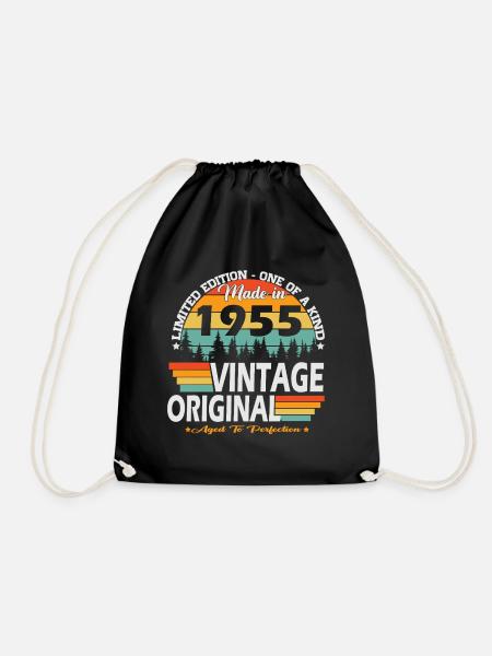 Vintage_1955_Jahrgang_geboren_Retro_Geburtstag_ - Turnbeutel - Schwarz