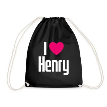 I Love Henry Pink Heart I Love Henry - Drawstring Bag - black - Front