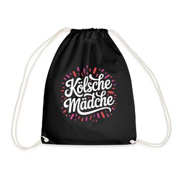 Kölsche Mädche Karneval Köln Kölle Kölsch Mädchen - Turnbeutel - Schwarz - Vorne