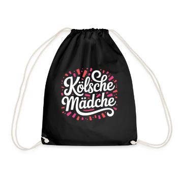 Kölsche Mädche Karneval Köln Kölle Kölsch Mädchen - Turnbeutel - Schwarz - Vorne