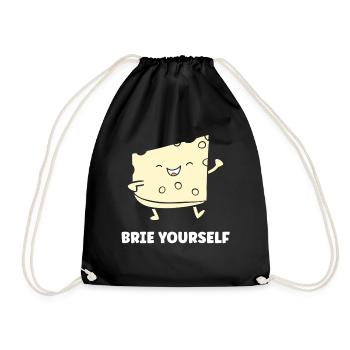 Humor brie cheese - Drawstring Bag - black - Front