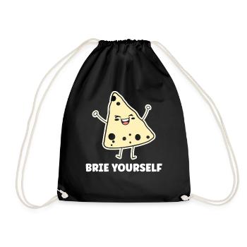 Humor brie cheese - Drawstring Bag - black - Front