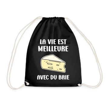Humor brie cheese - Drawstring Bag - black - Front
