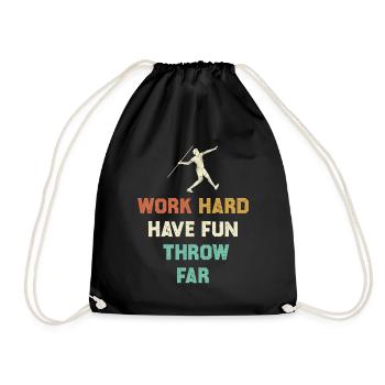Work Hard, Throw Far Motif - Drawstring Bag - black - Front