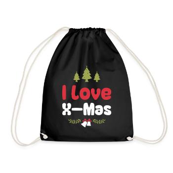 I love Xmas Christmas - Drawstring Bag - black - Front