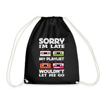Sorry I'm late. - Drawstring Bag - black - Front