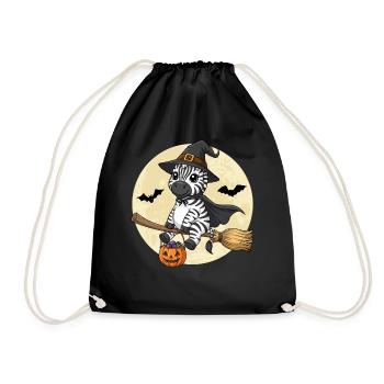 Süßer Zebra Hexe Halloween Kürbis Vollmond - Turnbeutel - Schwarz - Vorne
