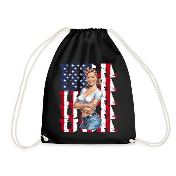 USA Retro Vintage Patriotic Design - Drawstring Bag - black - Front