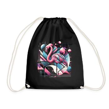 Neon Flamingo Geometrische Pop 80er - Turnbeutel - Schwarz - Vorne