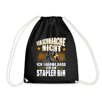 Gabelstapler Stapler - Turnbeutel - Schwarz - Vorne