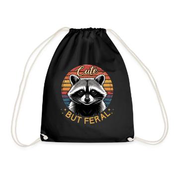 Funny Raccoon - Drawstring Bag - black - Front
