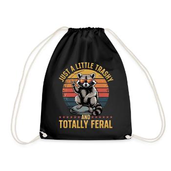 Funny Raccoon - Turnbeutel - Schwarz - Vorne