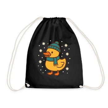 Funny Christmas Duck Winter Holiday Cheer - Drawstring Bag - black - Front