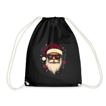 Cadeau cool du Père Noël avec des lunettes de soleil - Sac de sport léger - noir - Devant