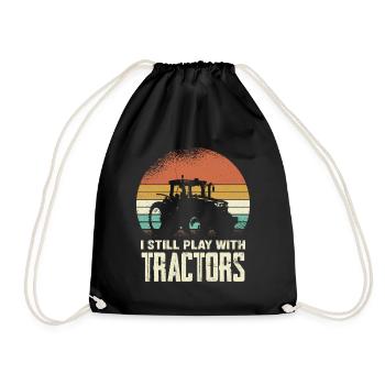 Silhouette de tracteur rétro avec police - Sac de sport léger - noir - Devant