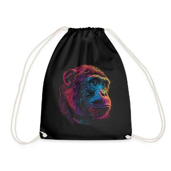 Neon Psychedelischer Affe - Turnbeutel - Schwarz - Vorne