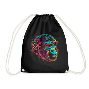 Néon Singe Portrait Couleur Explosion - Sac de sport léger - noir - Devant