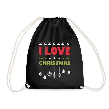 I love Christmas - Drawstring Bag - black - Front