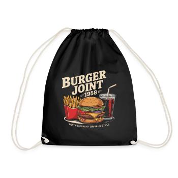 Vintage Diner Werbung - Burger Joint 1958 - Turnbeutel - Schwarz - Vorne