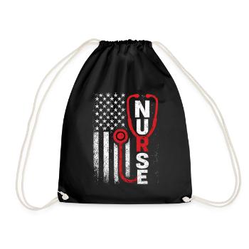 Nurse USA Flag Stethoscope – Nurse - Drawstring Bag - black - Front