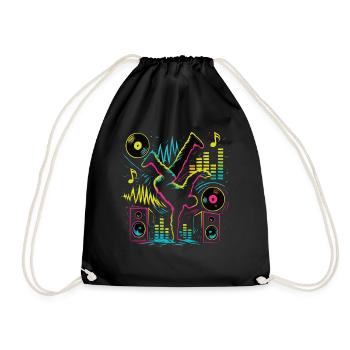Breakdance Neon Style – Musique & Street Art - Sac de sport léger - noir - Devant