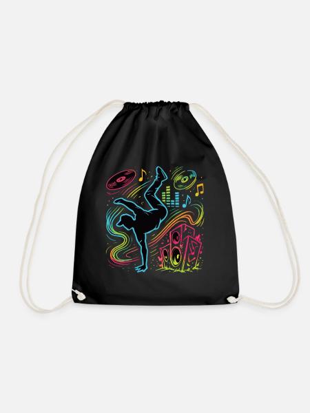 Breakdance Neon Style – Musik & Street Art - Turnbeutel - Schwarz