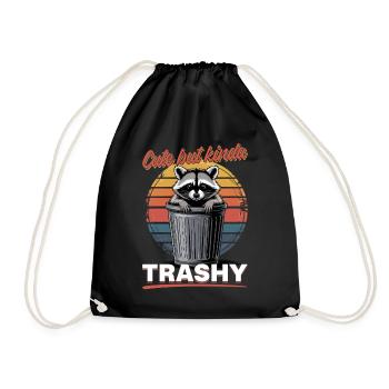 Funny Raccoon - Turnbeutel - Schwarz - Vorne