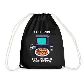 Solo Run: One Player, One Pizza | Singleplayer - Drawstring Bag - black - Front