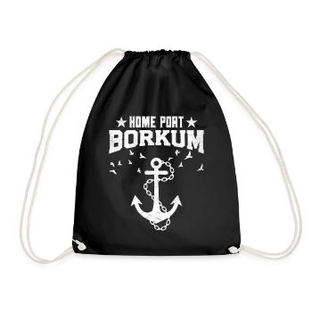 North Sea Holiday HEIMATHAFEN BORKUM Lustig - Drawstring Bag - black - Front