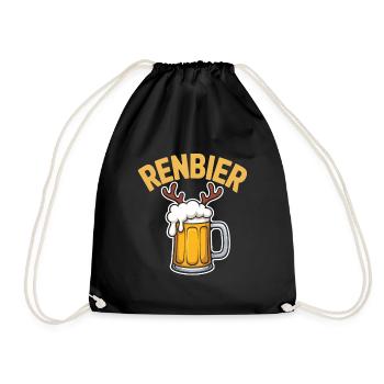 Reindeer Jug with Antlers - Drawstring Bag - black - Front