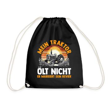 Landwirt Bauernhof Farmer Bauer Traktor - Turnbeutel - Schwarz - Vorne