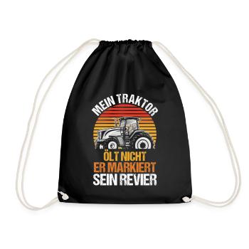 Landwirt Bauernhof Farmer Bauer Traktor - Turnbeutel - Schwarz - Vorne