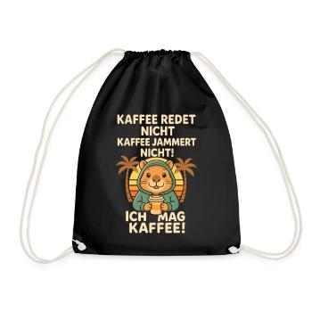 Capybara Kaffee Spruch Sunset - Turnbeutel - Schwarz - Vorne