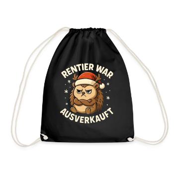 Weihnachten Spruch Humor Igel Lustig Rentier - Turnbeutel - Schwarz - Vorne