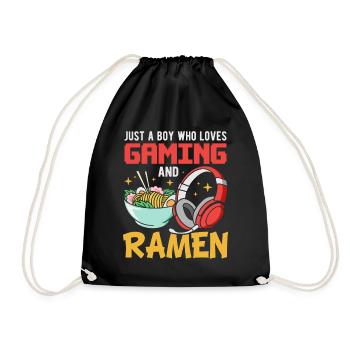 Gaming Gamer Anime Ramen Jeux Vidéo Gamer - Sac de sport léger - noir - Devant