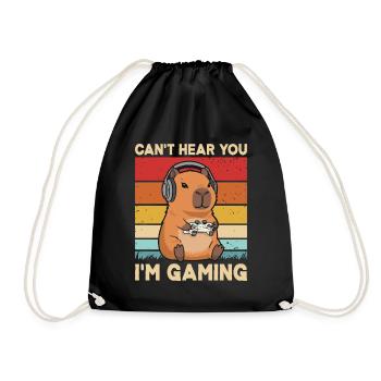 Gaming Capybara Gamer Gamer Video Games Gaming - Drawstring Bag - black - Front