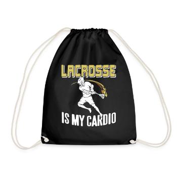 Lacrosse Is My Cardio Funny Athlete Sports Humor - Drawstring Bag - black - Front