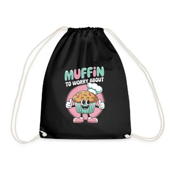 Retro Muffin - Drawstring Bag - black - Front