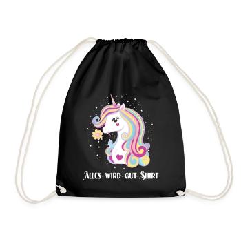 Alles Wird Gut Wunsch Einhorn Genesung Motivation - Turnbeutel - Schwarz - Vorne