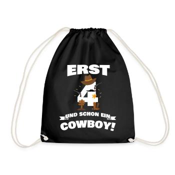 Seulement 4 ans et déjà une idée cadeau cowboy / enfants - Sac de sport léger - noir - Devant