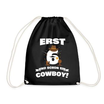 Seulement 6 ans et déjà une idée cadeau cowboy / enfants - Sac de sport léger - noir - Devant