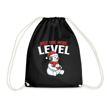 Just One More Level Gaming Lover Gamer Christmas - Drawstring Bag - black - Front
