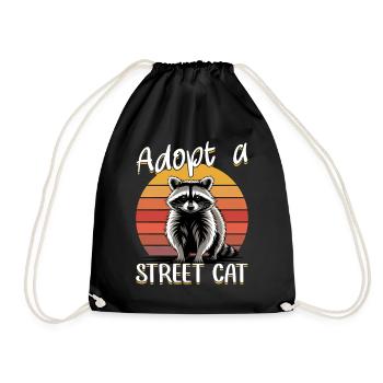 Funny Raccoon - Turnbeutel - Schwarz - Vorne