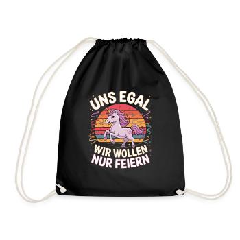 We don't care, we just want to party, unicorn party - Drawstring Bag - black - Front