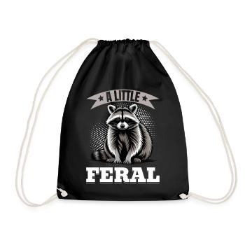 Funny Raccoon - Turnbeutel - Schwarz - Vorne